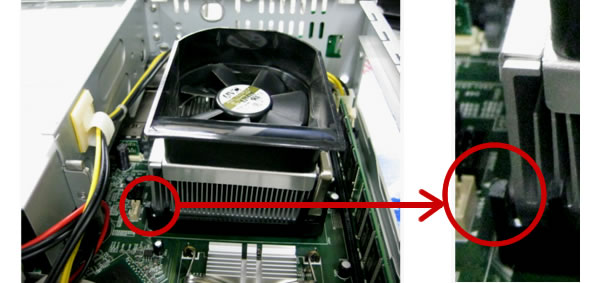 CPU冷却装置（ヒートシンク）の固定部品の破損